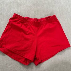 Varsity Red Athletic Shorts Lightweight Elastic Waist